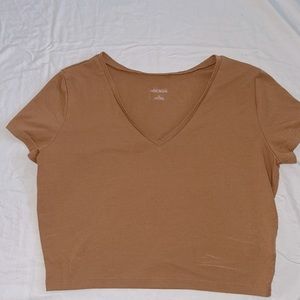 Light brown v neck cropped top